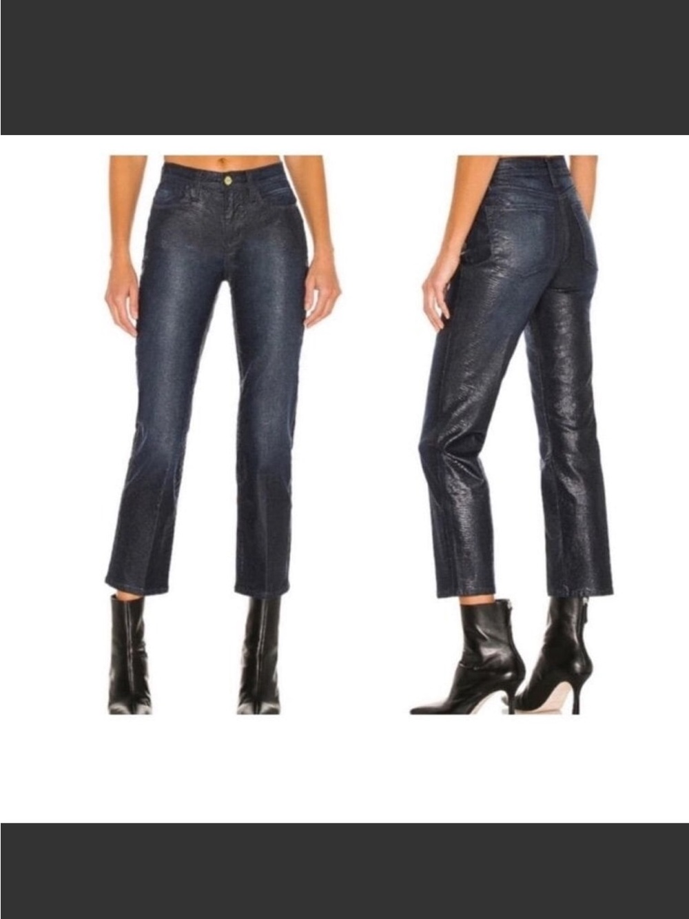 Frame denim High-Rise Cropped Straight Jeans - Dark Indigo
